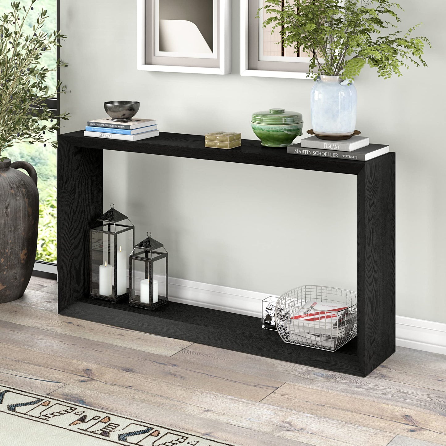 Henn&Hart Osmond Console Table, 55" Wide,Grey,Black - WoodArtSupply