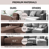 Shintenchi Convertible Sectional Sofa Couch, Modern Linen Fabric L-Shaped , 3-Seat Sofa Sectional with Reversible Chaise for Small Living Room, Apartment and Small Space (Chocolate) Shintenchi