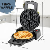 OVENTE Belgian Waffle Maker with Non-Stick Plates, 180° Rotating Function and Cool Touch Handle for Easy Single Flip, Perfect for Cooking 7” Classic Waffles for Breakfast or Snacks, Black WMF1440BR OVENTE