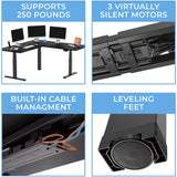 Stand Steady Tranzendesk Power Extra Large 71 Inch Electric L-Shaped Corner Standing Desk, Height Adjustable Ergonomic Corner Desk & Sit Stand Workstation, Fits 4 Monitors (Black, 71in x 71in) Stand Steady