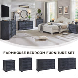 ACCOHOHO Farmhouse 6 Drawer Dresser for Bedroom, 52 Inch Wide Modern Dresser TV Stand with Large Drawers & Bar Handles, Rustic Wood Chest of Drawers for Bedroom, Living Room, Hallway, Black ACCOHOHO