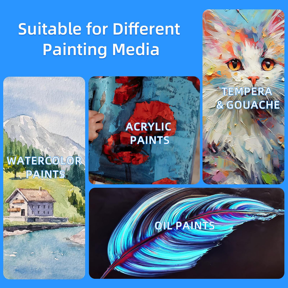 idoobi 6 Pack 11x14 Stretched Canvases for Painting 100% Cotton Black Painting Canvas, Art Canvases for Oil, Acrylic Paint & Other Painting Media idoobi