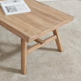 Wnutrees 43" Farmhouse Solid Wood Coffee Table, Rustic Rectangular Center Table for Living Room, Natural Wnutrees