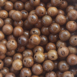 INSPIRELLE 1200pcs 6mm Dark Brown Wooden Beads Undyed Natural Stripe Round Wood Loose Craft Beads for Bracelets and Jewelry Making INSPIRELLE
