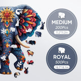 delobil Elephant Wooden Puzzles for Adults, Jigsaw Puzzles 500 Pieces, Unique Shape Puzzles with Wooden Box, 16.7" x 16.1" Royal Size Family Game Gift, Fun Challenging Puzzles for Adults and Kids delobil