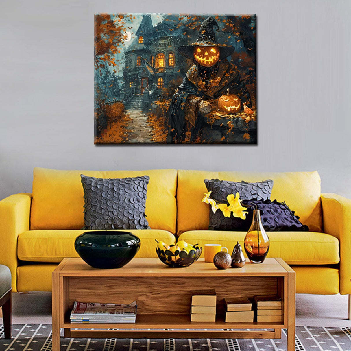 Tucocoo Halloween Pumpkin Girl Paint by Numbers Witch Hat Girl Paint by Number for Adults Beginner with Paintbrushes Acrylic Painting by Numbers Kits Canvas Art Crafts Home Decor16x20Frameless Tucocoo