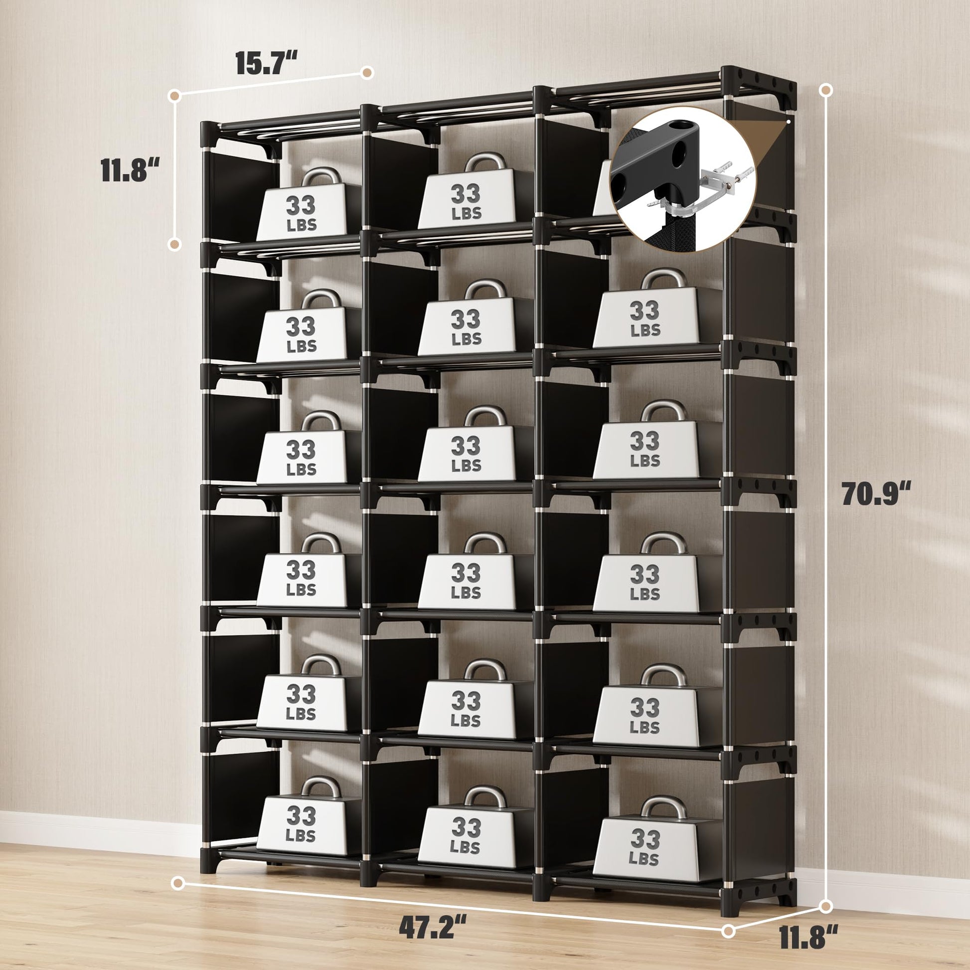 REIBII DIY Multi-Purpose Black Bookshelf with 18 Storage Cubes for Home and Office - WoodArtSupply