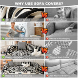 STACYPIK Thick Christmas Boho Couch Cover Chenille Cat Dog Anti-Scratch Sofa Cover Black White Plaid Sectional Couch Cover Washable Couch Protector for 2 Cushion Couch Futon Loveseat Cover-71x118IN STACYPIK