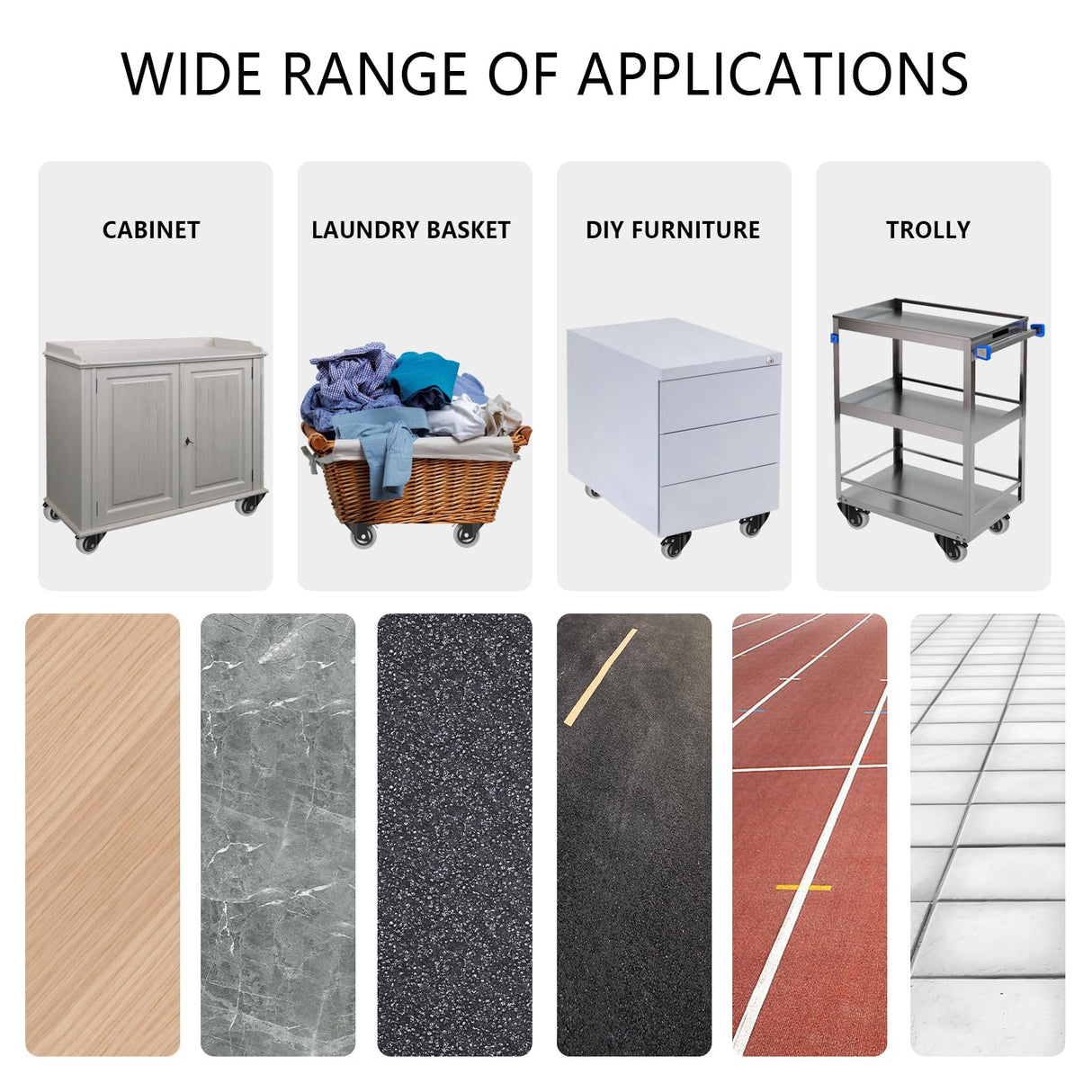 2 Inch Wheel Casters,Set of 4 Heavy-Duty Industrial Caster Wheels with Brake PU No Noise Wheels with Double Locking and Double Ball Bearing Swivel Locking Casters for Furniture, Plate Castors Grey JIN FU TOU