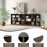 LDAILY 8 Cube Low Bookcase, 3 Shelf Horizontal Bookshelf, 3-Tier Storage Cabinet with Anti-Tipping Device, Modern Storage Shelves for Living Room, Classroom, Kids Room, Office (Gray) LDAILY