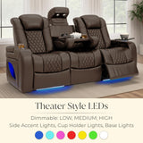 Seatcraft Anthem LT Zero-Gravity HeatZero Italian Leather Sofa w/Fold-Down Table Home Theater Seating, Heat & Massage, Power Headrest, Power Recline, Brown Seatcraft