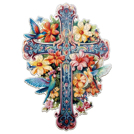 KAAYEE Wooden Jigsaw Puzzles-Wooden Puzzle Adult Unique Shape Advanced Blessing Cross Wooden Jigsaw Puzzle for Adult,Puzzle for Adults,Family Puzzles 9.3 * 13.4in 250pcs KAAYEE