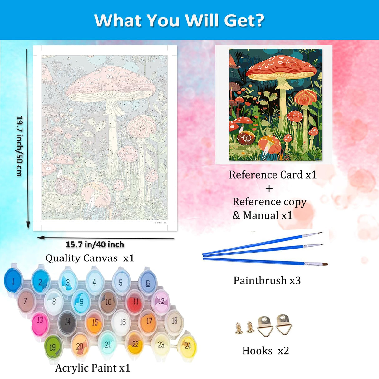 Artunion Mushroom Paint by Numbers for Adults, Forest Paint by Number Kits, DIY Oil Painting Paint by Number Kits on Canvas Arts Craft for Home Wall Decor 16x20 Inch Artunion