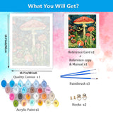 Artunion Mushroom Paint by Numbers for Adults, Forest Paint by Number Kits, DIY Oil Painting Paint by Number Kits on Canvas Arts Craft for Home Wall Decor 16x20 Inch Artunion