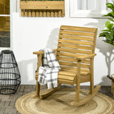 Outsunny Traditional Wooden Rocking Chair with Armrests - Light Brown Outdoor Comfort Outsunny