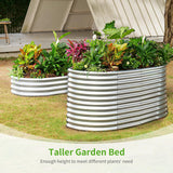 Land Guard 6x3x3ft Oval Galvanized Raised Garden Beds, Large-Capacity Metal Planter Box Outdoor, Durable Deep Raised Garden Bed 3ft Tall, Raised Beds for Gardening Vegetables, Classic Silver Land Guard