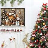 Christmas Diamond Art Kits for Adults - Highland Cow Diamond Painting Kits for Adults, 5D Round Full Drill DIY Winter Gem Art Paint by Diamonds 16x12 inch Axquilon