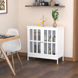 kleankin Sideboard Buffet, Storage Cabinet with 2 Doors, Credenza for Multifunction in Kitchen, Console, Living Room, White kleankin