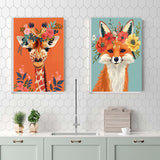 4 Pack Paint by Numbers kit for Adults with Frame and Wooden Easel, Animals Paint by Number Canvas, Easy Paint by Numbers Kit for Adults Beginner Home Wall Decor Gift (8x12 inch) bleihum