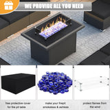 LayinSun 10 Piece Patio Furniture Set with 44" Propane Gas Fire Pit Table, Outdoor Sectional Conversation Set Wicker Rattan Sofa Set with Coffee Table LayinSun