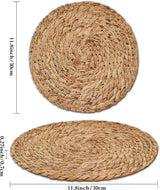 Defined Deco Woven Placemats Set of 4,12" Round Rattan Placemats,Natural Hand-Woven Water Hyacinth Placemats,Farmhouse Weave Place Mats,Rustic Braided Wicker Table Mats for Dining Table,Home,Wedding. DD DEFINED DECO