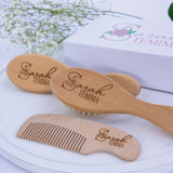 Personalized Wooden Baby Brush Set | Wooden Baby Brush and Comb Set| Personalized Baby Gift | Personalized Baby Gift Girls Girls | Floral Initial Forever Personalized