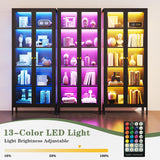 Lucky Monet 5-Tier Glass Display Cabinet with LED Lights, 67" Tall Metal Curio Cabinets with Glass Door and 4 Adjustable Shelves, Large Display Case for Collectibles Figures China Books (Black) Lucky Monet