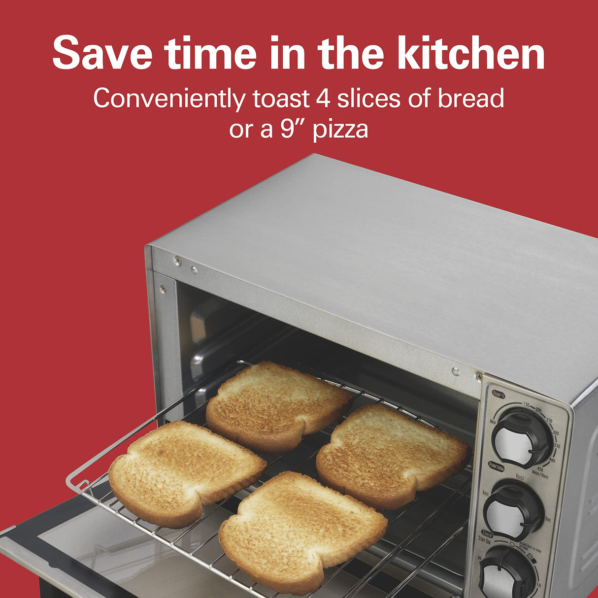 Hamilton Beach Countertop Toaster Oven & Pizza Maker Large 4-Slice Capacity, Stainless Steel (31401) Hamilton Beach