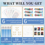 6 Pack Paint by Numbers Kit for Adults - National Park Adult Paint by Number Kits on Canvas for Beginner, Landscape DIY Acrylic Oil Number Painting for Adults, Perfect for Home Decor 10x14 Inch GEEHEIY