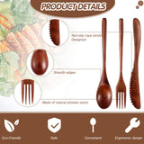 Wooden Cutlery Set For Dinner, Kitchen Flatware Tableware Utensil Set Includes Spoon, Fork, Knife (12 Pieces) Geiserailie