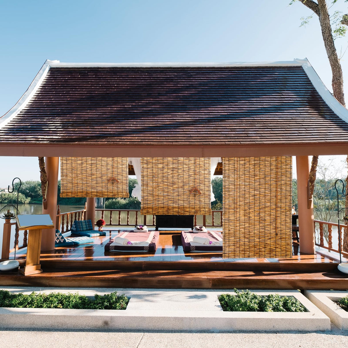 CSBWDLT Reed Roller Blinds Shades, Vertical Lifting and Breathable Waterproof Design, Sun Shade and Ventilation, Easy Installation,24" Wx64 H CSBWDLT