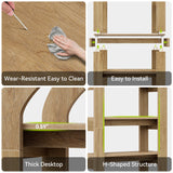 LITTLE TREE 5-Tier Bookshelf, Arch-Shaped Racks, Tall Standing Wooden Bookcase Display Shelf Modern Storage Solution (1, Teak Color) LITTLE TREE