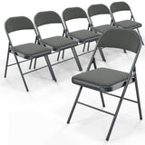 VINGLI 6 Pack Gray Folding Chairs with Padded Seats, Metal Frame with Comfortable Fabric Seat & Back, Capacity 350 lbs VINGLI