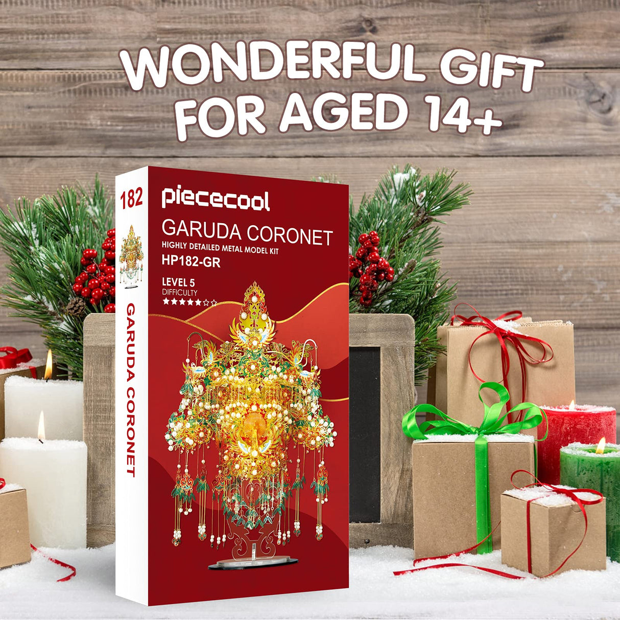 Piececool 3D Metal Asian Puzzles Model Kits- Garuda Coronet Metal Building Kit for Adults, Brain Teaser Puzzle DIY Handcraft Model Kits, Fidget Toys Gifts for Teens Man Woman Family- 522 Pcs Piececool