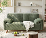 ONBRILL 64.5" Loveseat Sofa, Chenille Loveseat Couch for Living Room, 23.2" Deep Seat Love Seat with Padded Arms, Comfy Modern Small Couches for Bedroom, Small Spaces, Dorms, Office, Green ONBRILL