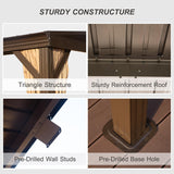 Domi 10' x 12' Lean to Gazebo with Aluminum Frame, Wall Mounted Gazebo Hardtop Galvanized Steel Sloping Roof with Curtains and Netting for Patio Deck Backyard Lawn Party domi outdoor living