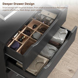 Black Tall 5 Drawer Dresser for Bedroom with Hidden Storage Design, Large Modern Closet Dressers & Chests of Drawers with Cut-Out Handles, 27.6" L*15.8" W*45.3" H for Bedroom, Living Room, Nursery Jocoevol