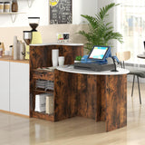 Tangkula Reception Desk, Front Counter Desk with Lockable Drawers, L Shaped Retail Counter with Oval Desktop, Checkout Computer Workstation for Salon Lobby Home Office Tangkula
