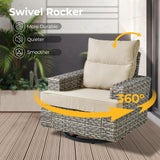 HOOOWOOO Outdoor Sectional Patio Furniture Set with Fire Pit Table,15 Pieces Wicker Conversation Sets L Shaped Couch,Extra Deep Out Door Sofa Outside Furniture with Swivel Chairs Ottomans,Beige HOOOWOOO