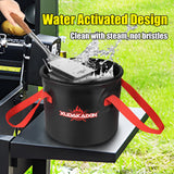 XUDAKAIXIN 18” Extra Strong Steel Fibers Steam Grill Brush-Bristle Free,Water-Activated Design Perfect for Any Grill - with Strong Stainless Steel Wooden Handle,Safe Grill Brush for Outdoor Grill XUDAKAIXIN