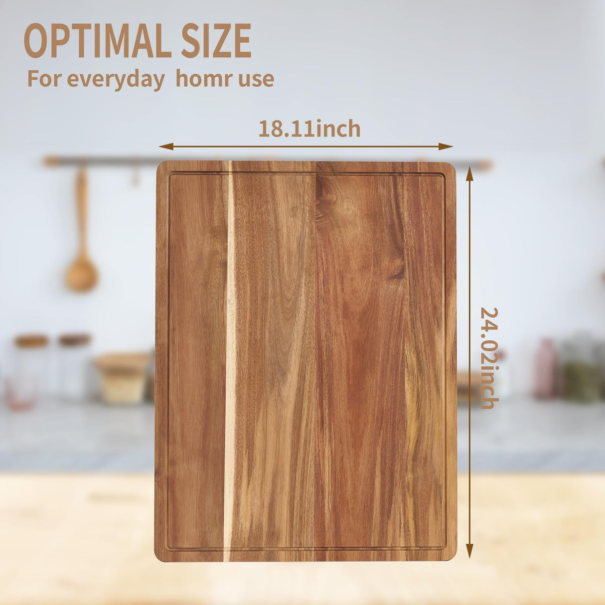 Extra Large Butcher Block Cutting Board Wooden Cutting Boards for Kitchen with Handles Chopping Block with Juice Groove Butcher Block Board Large VZODESR