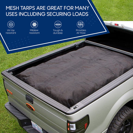 Tarps Now Heavy Duty Mesh Tarps, (20' X 40') with Grommets - 75% Sunblock Shade Cloth Tarp for Patio Screen, Wind Block, Privacy Screen, Canopies, Dump Trucks, Pool Cover - Black TarpsNow