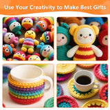 Yinsun 12 Acrylic Yarn Skeins, 12 Colors Starter Mini Crochet Bulk Yarn for Child, Adult Knitting Crochet Crafts (12 x 15g) Yinsun