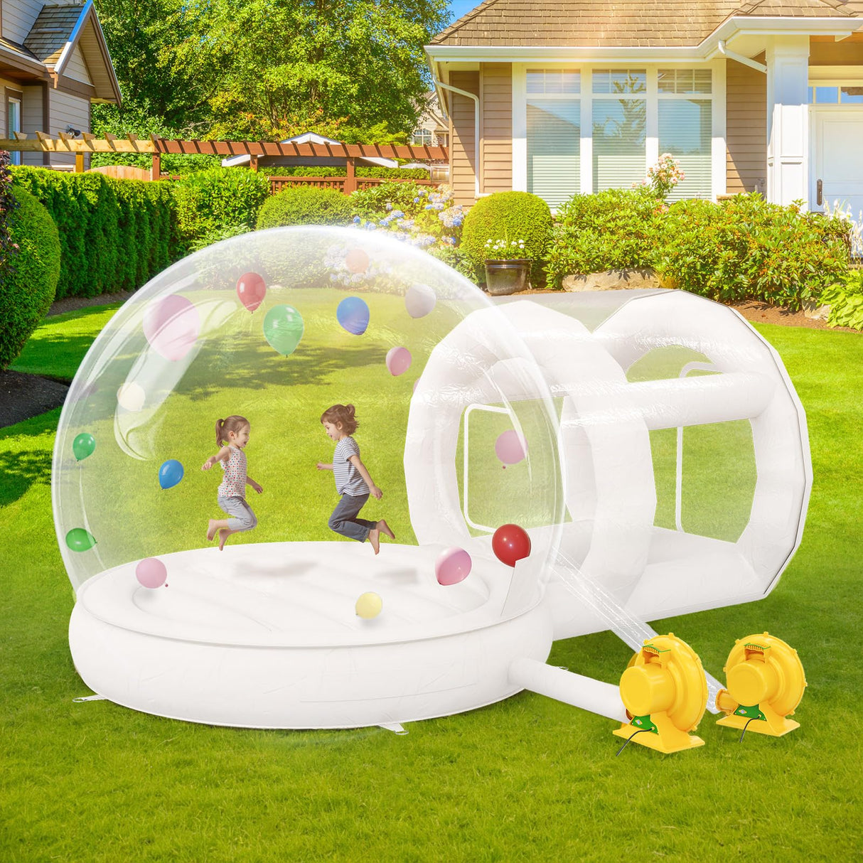 Albott 10FT Inflatabla Bubble Bounce House, Bubble House Inflatable Dome with 550W and 370W Air Blowers for Birthday Parties, Wedding and Gender Revealing Albott