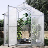 TROPOW 6.25 x 6 Ft Greenhouse for Outdoors with Quick Structure, Aluminum Alloy & Polycarbonate Green House with 24" x 23" Roof Windows Vent, Walk in Sunroom for Patio, Backyard, Garden,Silver TROPOW