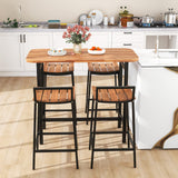 HAPPYGRILL 5-Piece Acacia Wood Outdoor Bar Set with Metal Frame & Footrest HAPPYGRILL