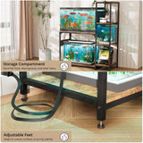 VOWNER 20-29 Gallon Fish Tank Stand with Power Outlet, Wood Aquarium Stand with Shelves for Fish Tank Accessories Storage, Heavy Duty Metal Frame, Turtle Reptile Terrarium Stand, Load 500lb, Brown VOWNER