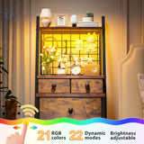 EnHomee Vertical Dresser for Bedroom 6-Drawer LED Dressers & Chest of Drawers Sturdy Bedroom Dressers with Grid for Living Room,Closet,Entryway,Dorm,Rustic Brown EnHomee