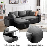 ARCLIS 92.5" Sleeper Sofa Bed, Convertible 3-Seater L-Shape Couch Bed with Storage Chaise 2 Stools Pull Out Sofa Bed, Corner Sectional Sleeper Couch for Living Room Apartment (Gray) ARCLIS