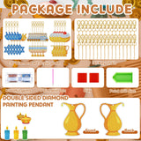 DEEKIN 30 Pcs Hanukkah Diamond Painting Keychains Hanukkah Crafts Ornaments Keychains Double Sided 5D Star Menorah Diamond Key Rings for Hanukkah DIY Birthday Party Supplies Favors Deekin